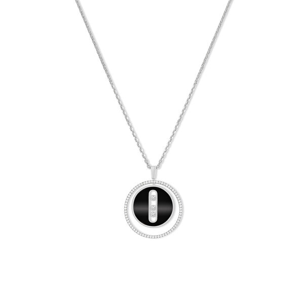 Lucky Move Medium White Gold Onyx & Diamond Pavé Pendant