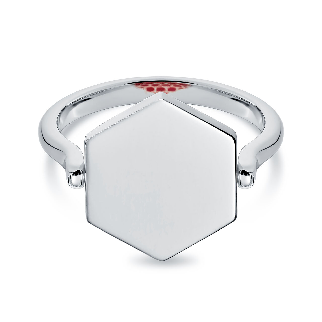 Bague hexagonale réversible en émail rouge en argent sterling image number 1
