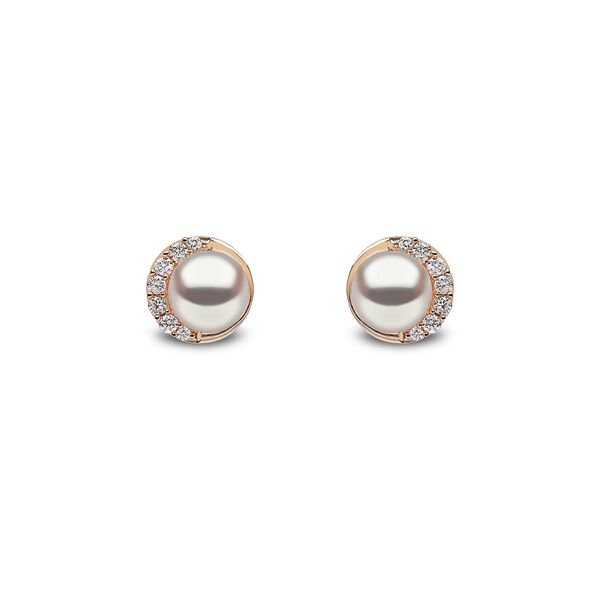 Boucles d'oreilles clous Trend en or jaune avec perles et diamants