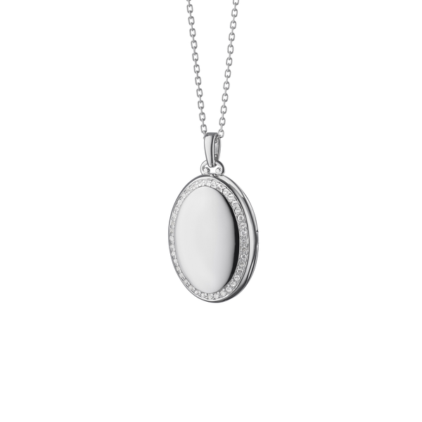 Silver Locket with White Sapphires