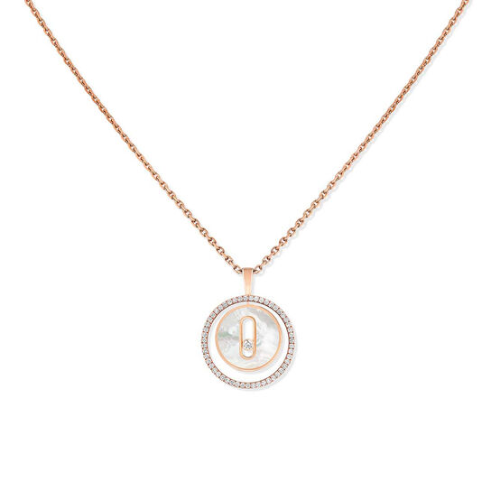 Lucky Move Small Rose Gold White Mother-Of-Pearl & Diamond Pavé Pendant image number 0