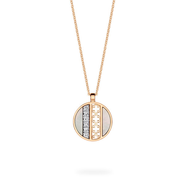 Mother-of-Pearl and Diamond Medallion Pendant, Mini (10 mm)