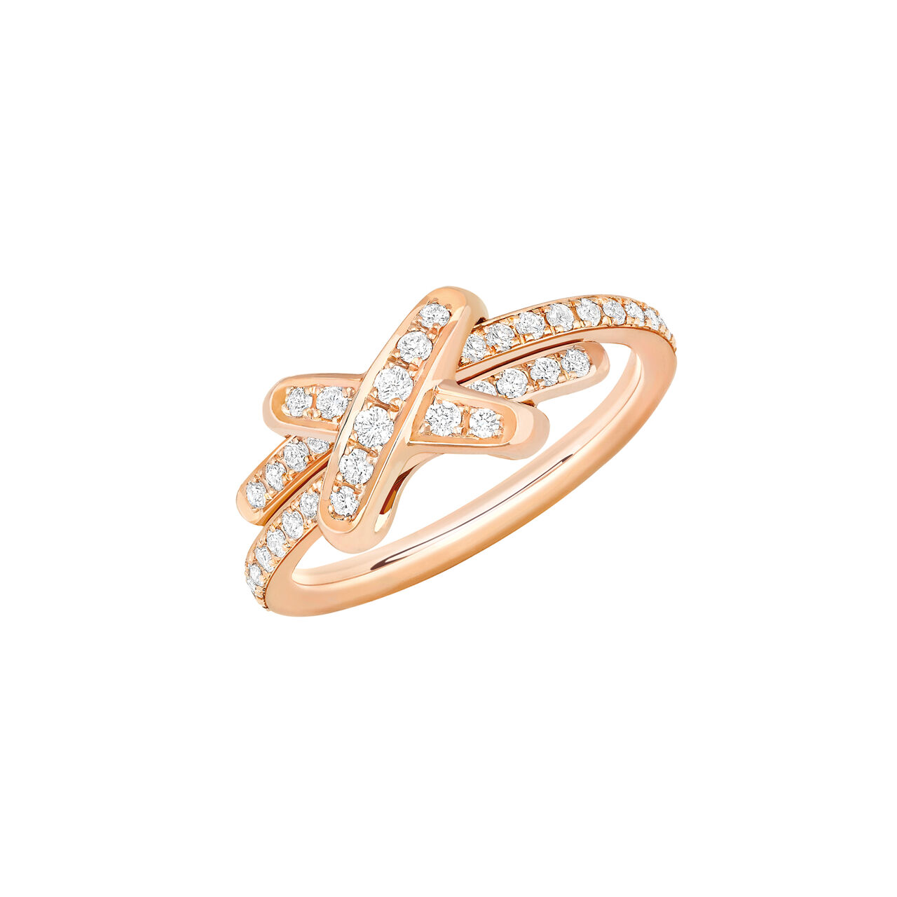 maison birks chaumet jeux de liens rose gold diamond pave ring 082179 image number 0