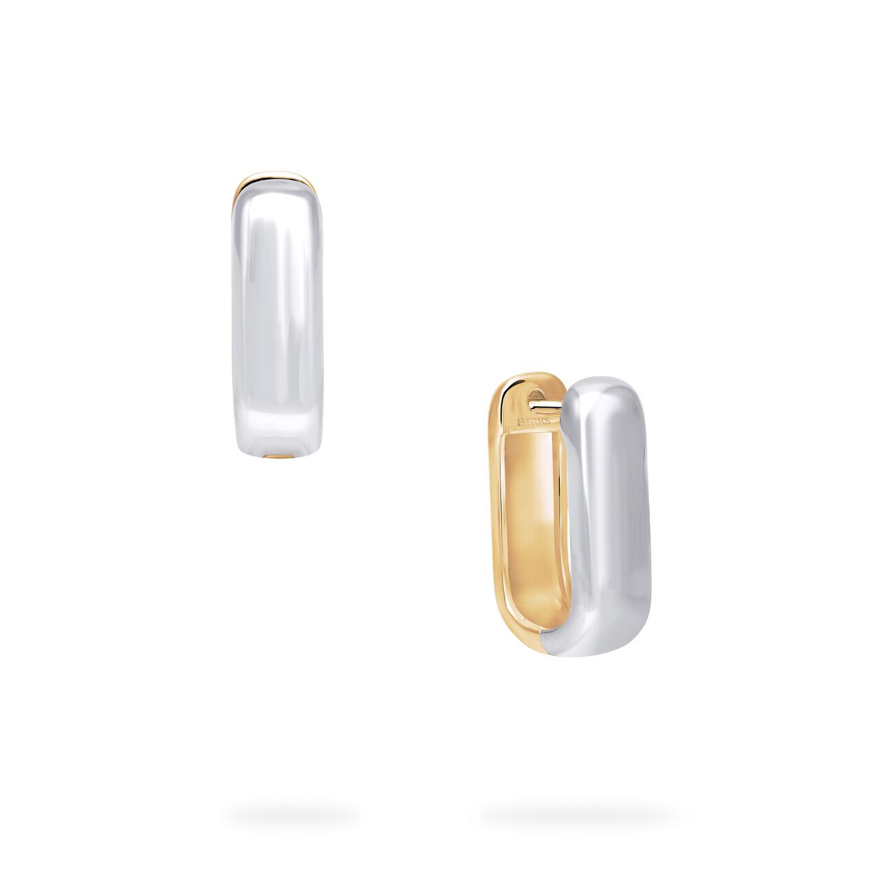 Boucles d'oreilles huggie en or jaune et blanc, 16MM image number 0