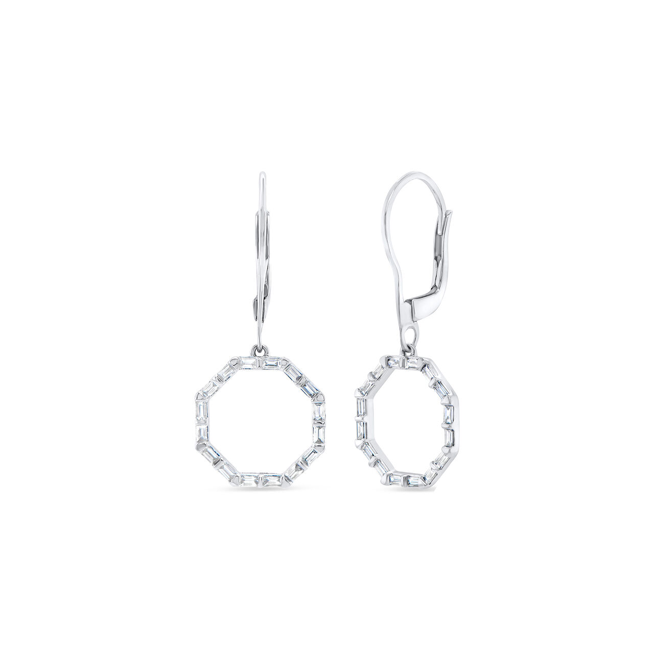 Uneek White Gold and Diamond Drop Hoop Earrings ER2971W image number 0