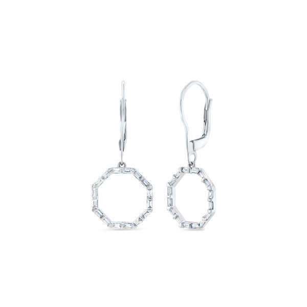 White Gold and Diamond Drop Hoop Earrings