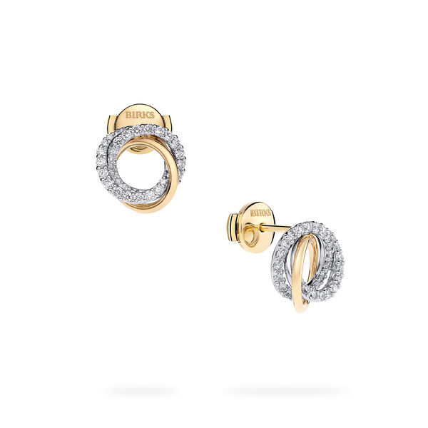 Boucles d'oreilles circulaires en or jaune et diamant, petites