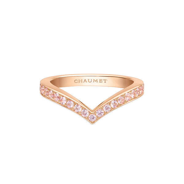 Bague Joséphine Aigrette en or rose et saphirs roses