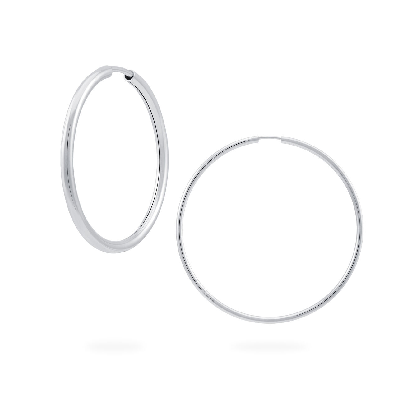 54 mm White Gold Hoop Earrings image number 0