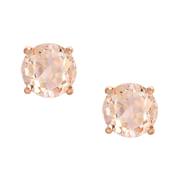 Boucles d'oreilles sur clou en or rose morganite
