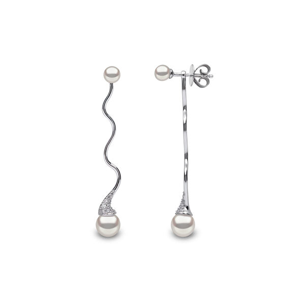 Yoko London| Sleek White Gold Pearl and Diamond Earrings