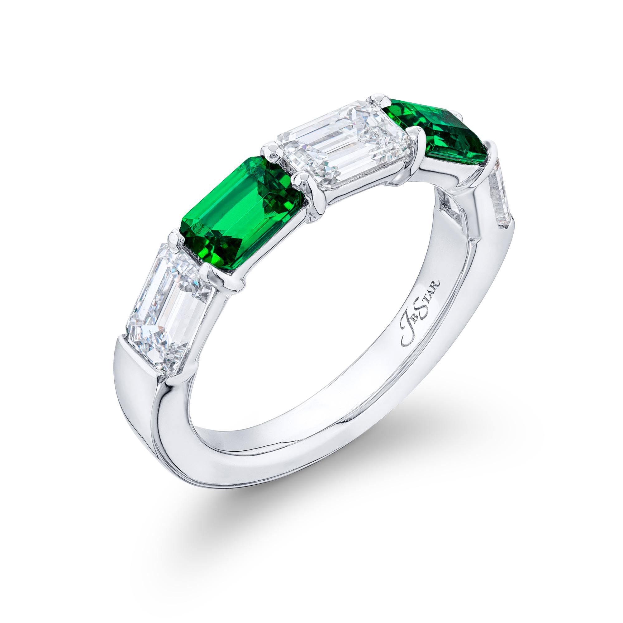 Emerald and Diamond Wedding Band JB Star 5253 017
