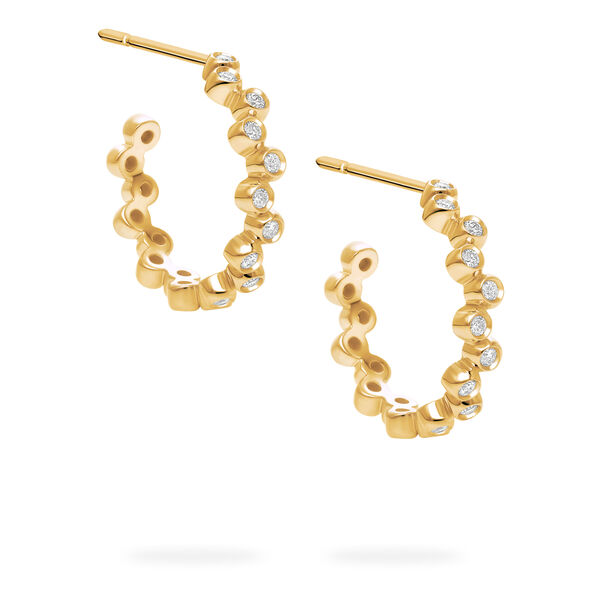 Yellow Gold and Diamond Splash 18 mm Hoop Earrings