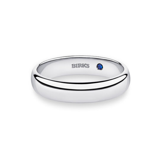 Birks Blue White Gold Wedding Band with Sapphire Accent, 5 mm image number 0