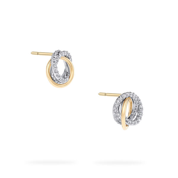 Diamond and Yellow Gold Circle Earrings