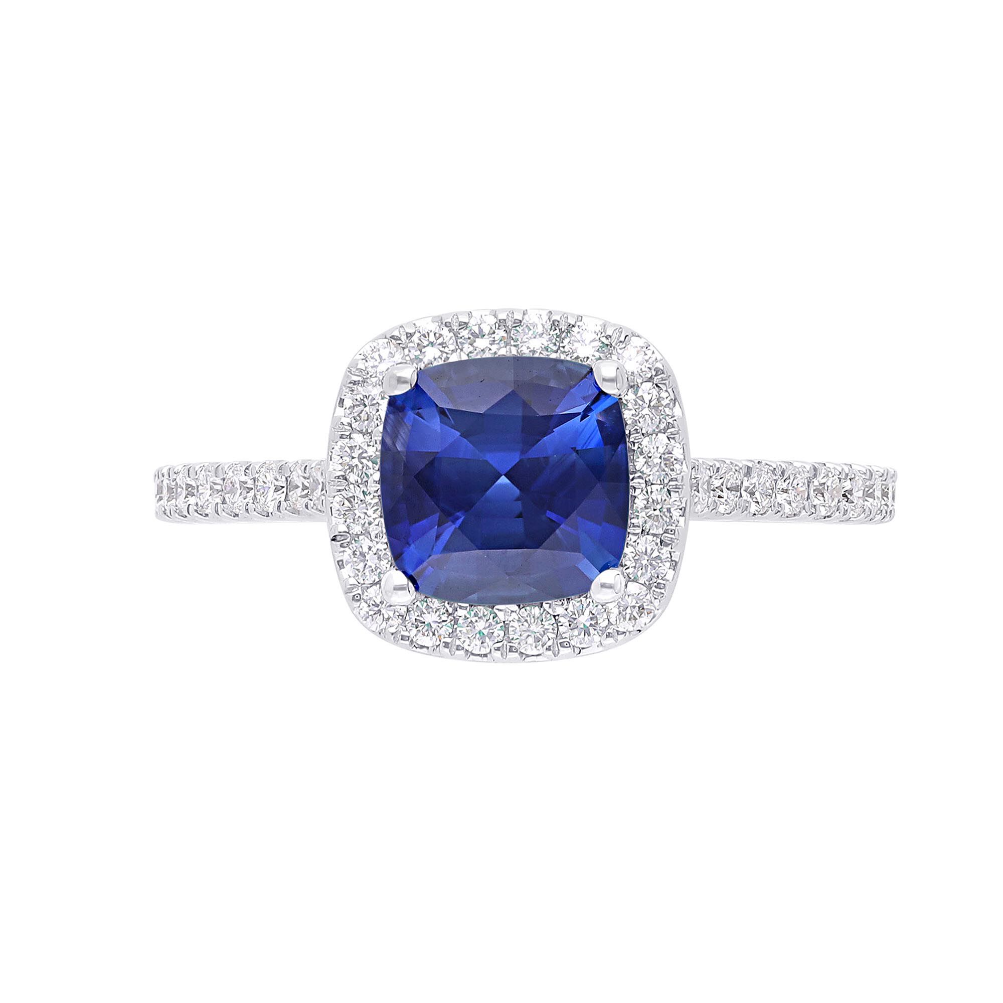 Cushion cut discount blue sapphire ring