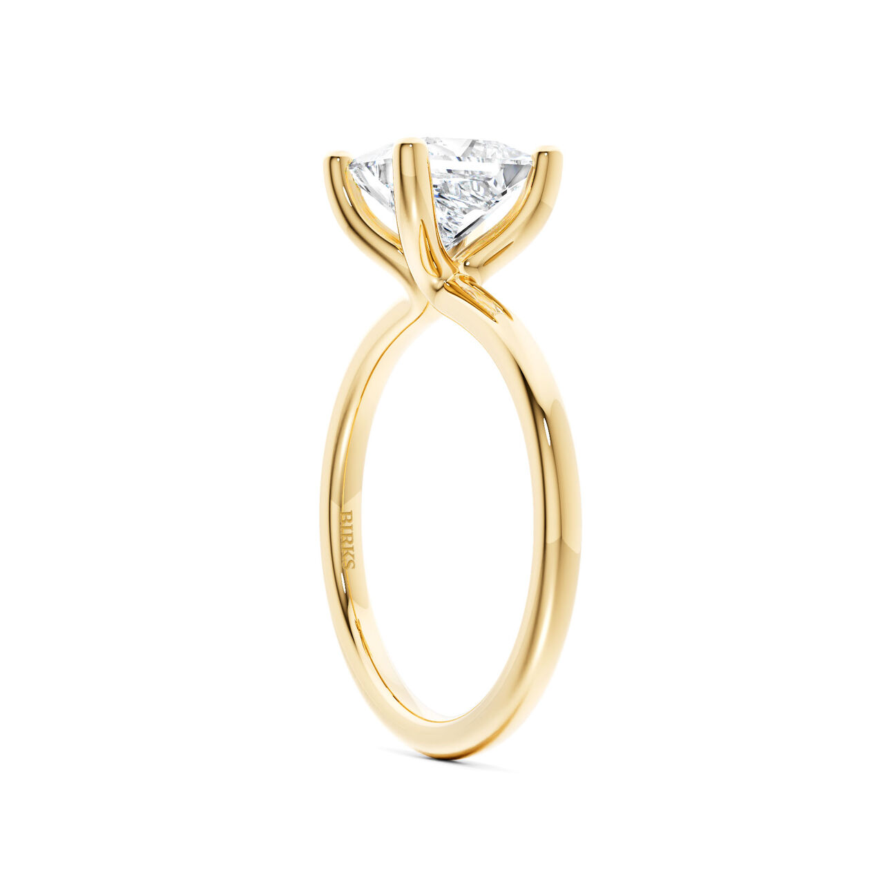 Birks Ros&eacute;e du Matin Bague de fian&ccedil;ailles en or jaune avec diamant solitaire taille princesse image number 1