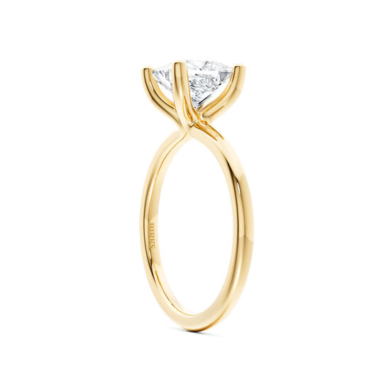 Birks Ros&eacute;e du Matin Bague de fian&ccedil;ailles en or jaune avec diamant solitaire taille princesse image number 1