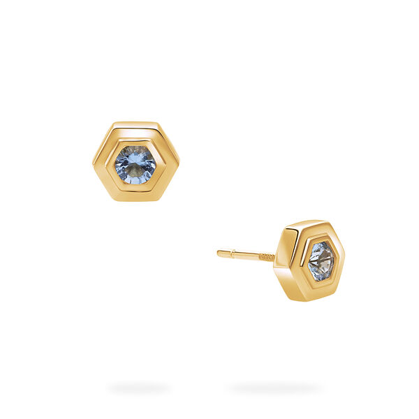 Yellow Gold Birthstone Earrings, Aquamarine