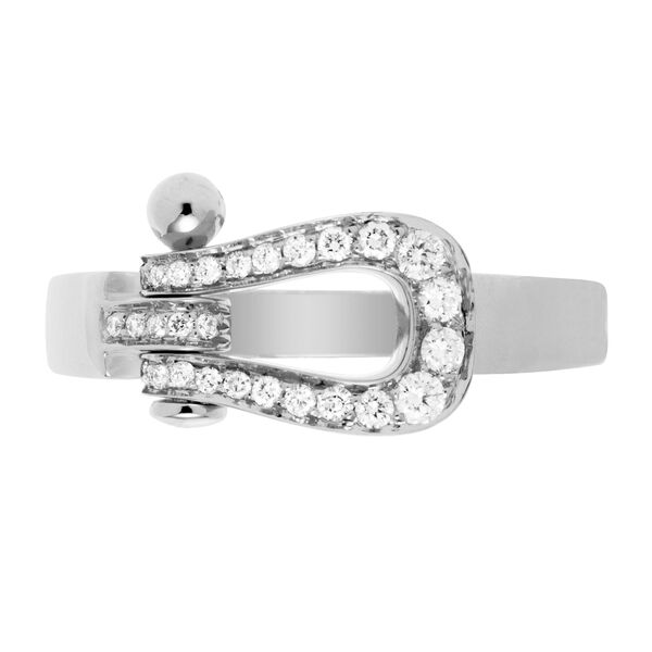 Bague Force 10 en or blanc avec pavé de diamants, moyen modèle