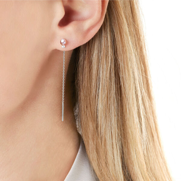 Trend White Gold Pearl and Diamond Earrings