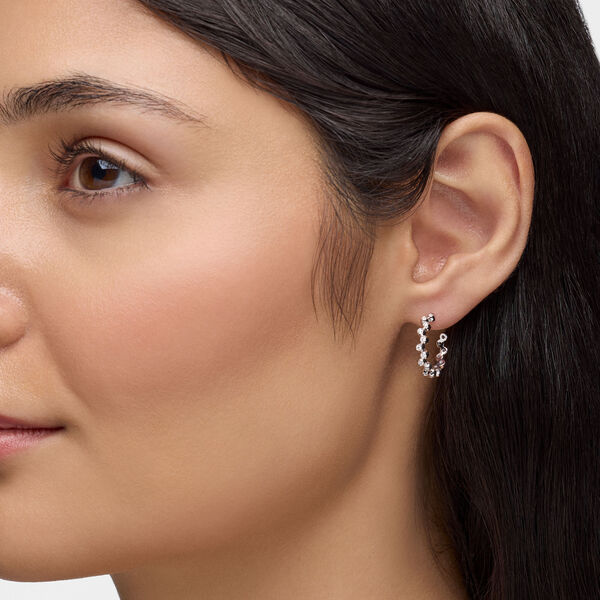 White Gold and Diamond Splash 18 mm Hoop Earrings