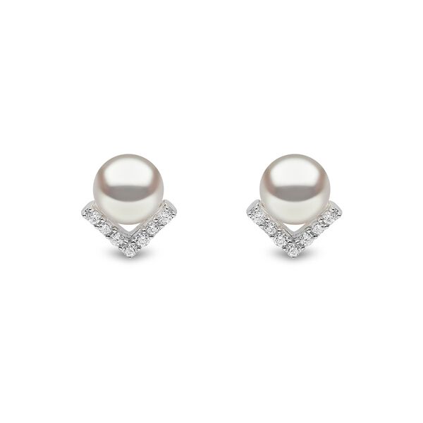 Boucles d'oreilles clous Trend en or blanc avec perles et diamants