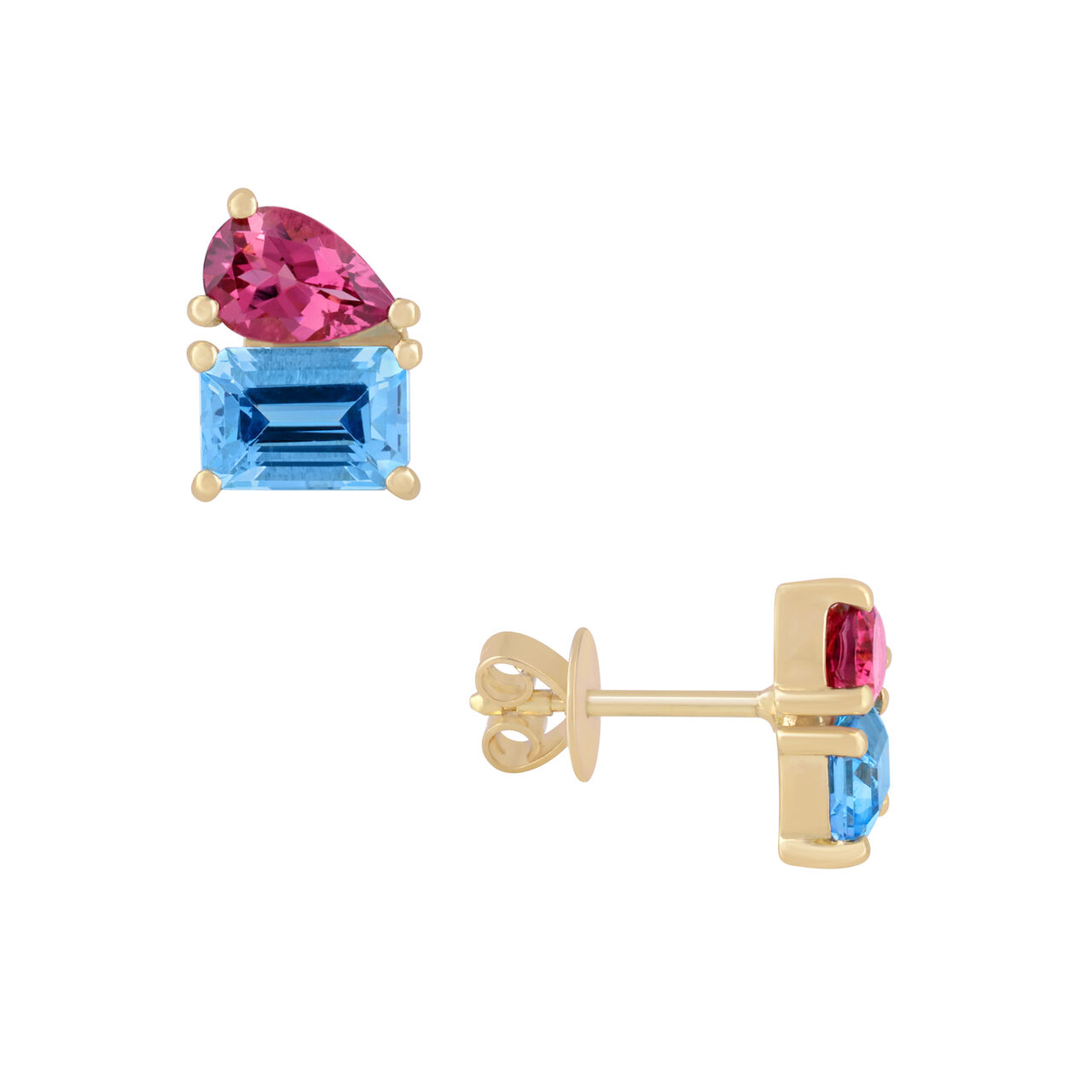 Topaz & Pink Tourmaline Stud Earrings image number 0
