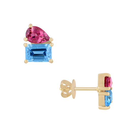 Topaz & Pink Tourmaline Stud Earrings image number 0