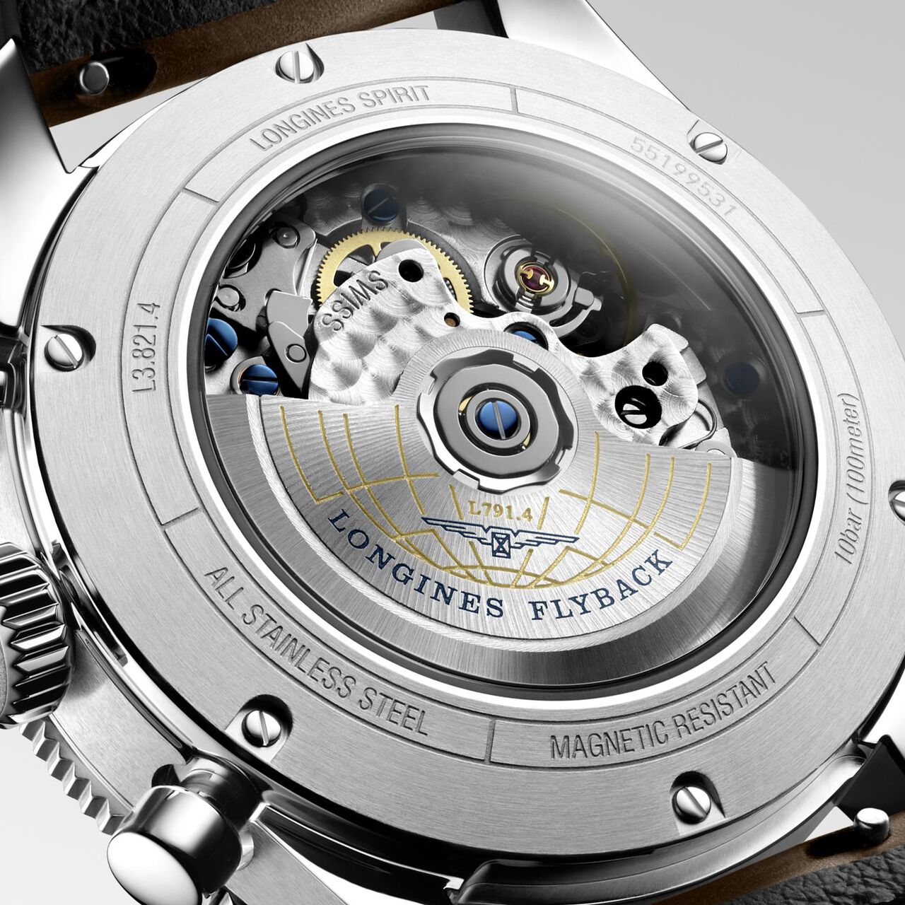 Longines Spirit Flyback Automatic Chronograph 42 mm Stainless Steel Caseback image number 5