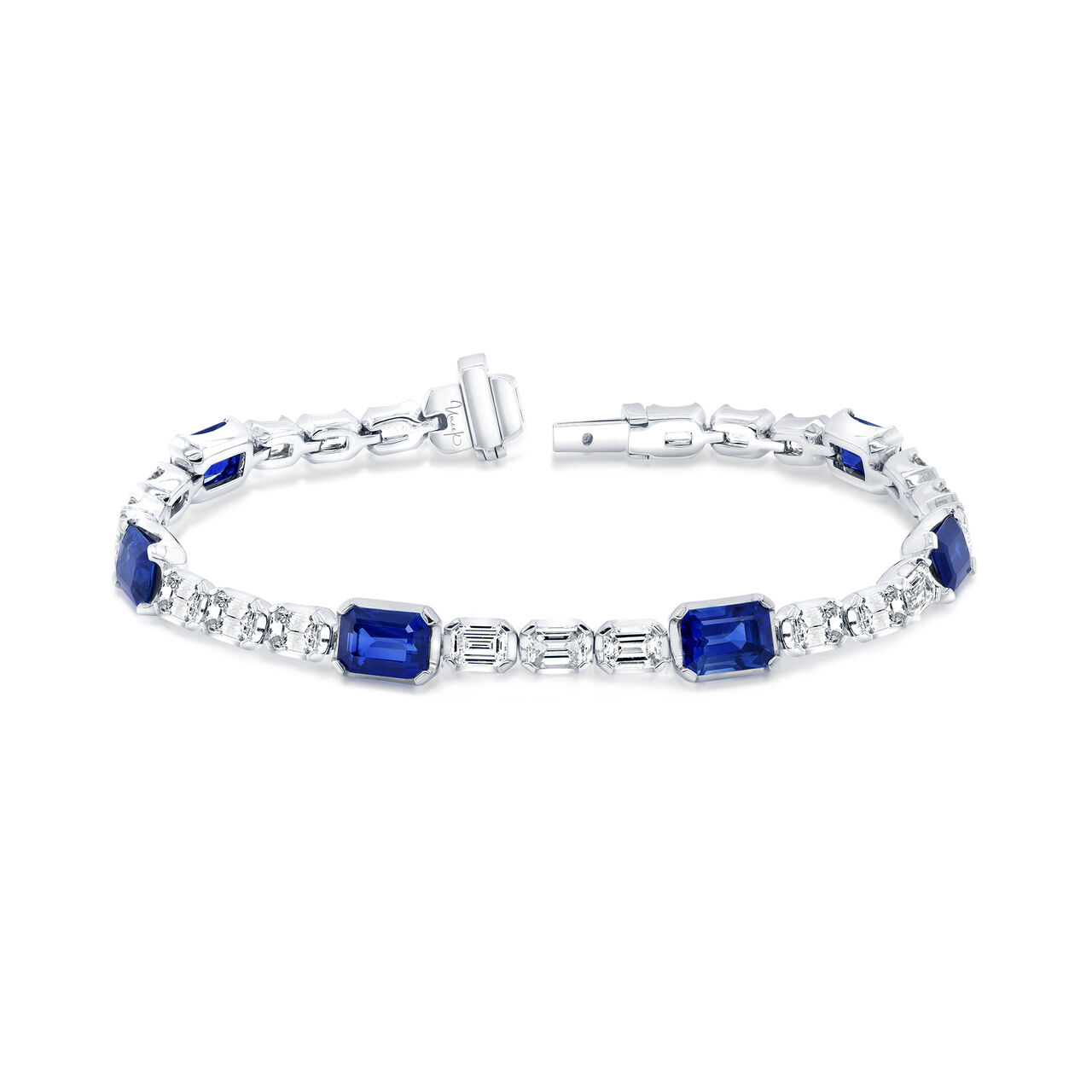 Uneek High Jewellery White Gold, Blue Sapphire and Diamond Bracelet image number 0