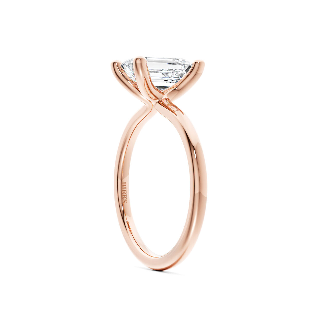 Birks Ros&eacute;e du Matin Emerald-Cut Solitaire Diamond Engagement Ring in Rose Gold image number 1