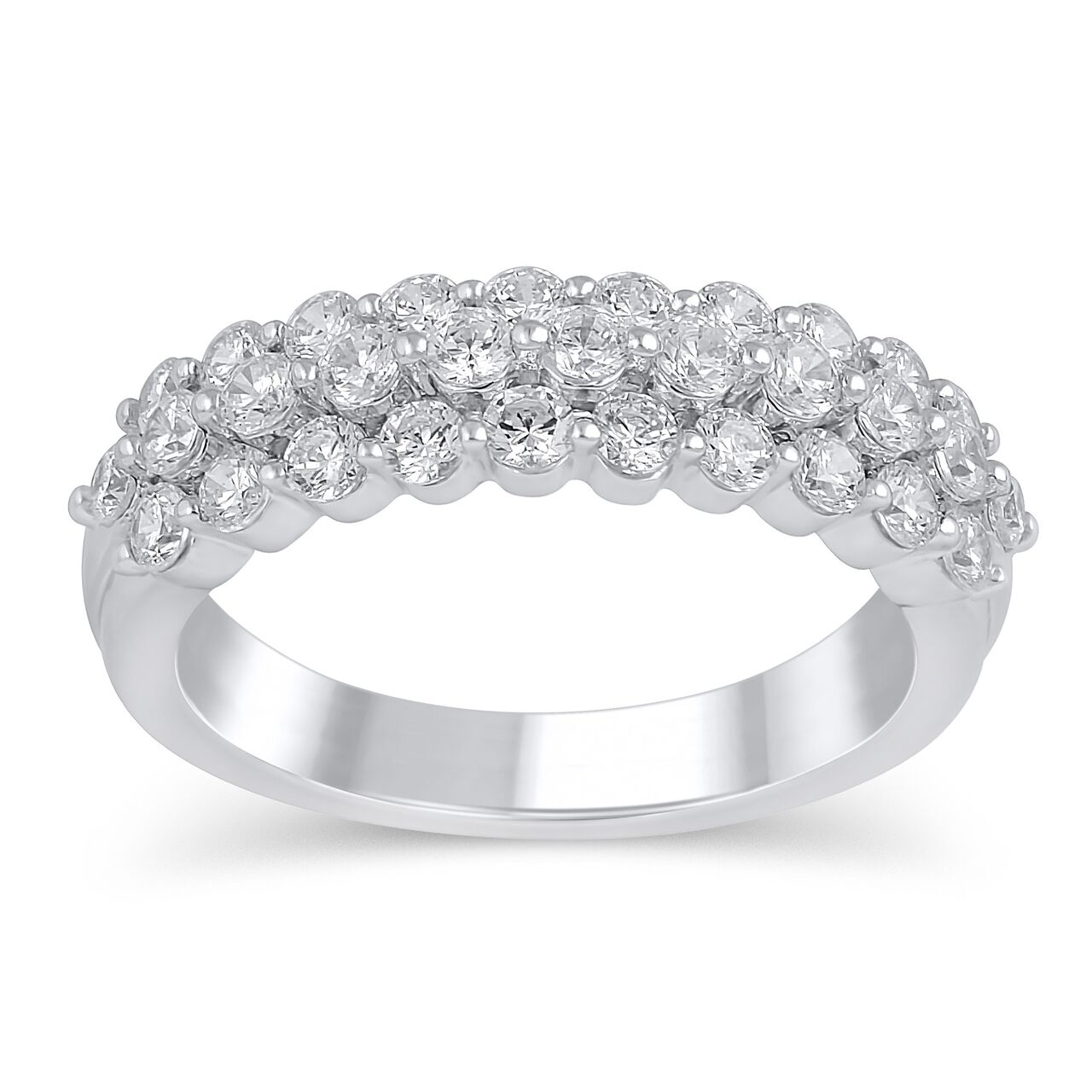 White Gold Three Row Diamond Ring  image number 0