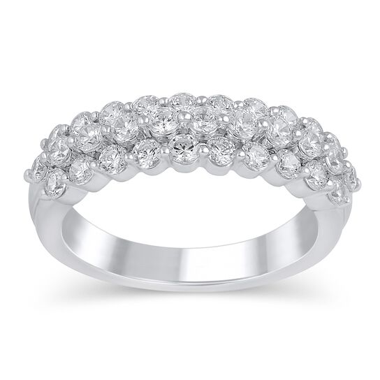 White Gold Three Row Diamond Ring  image number 0