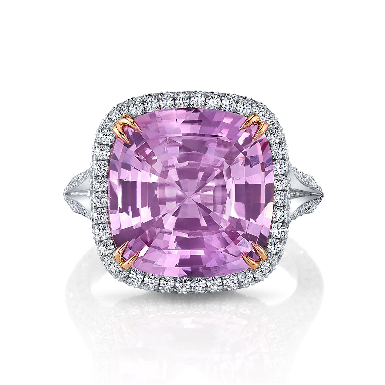 omi prive cushion cut pink sapphire and diamond ring r2410 front image number 0