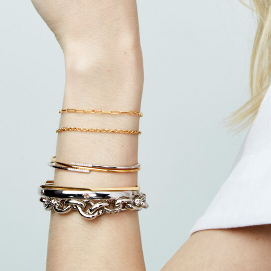 Bracelet colimaçon flexible en or blanc avec diamants image number 1