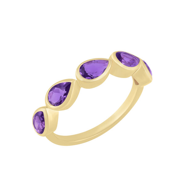Pear Shape Amethyst Bezel Ring