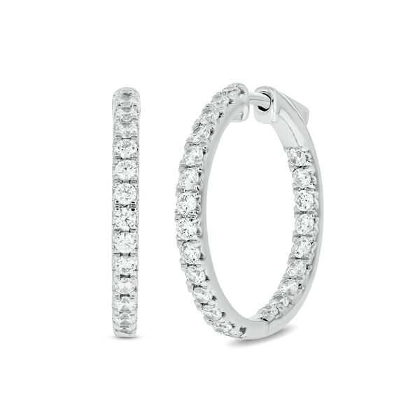 Round 2 ct Diamond Hoop Earrings in 18K White Gold
