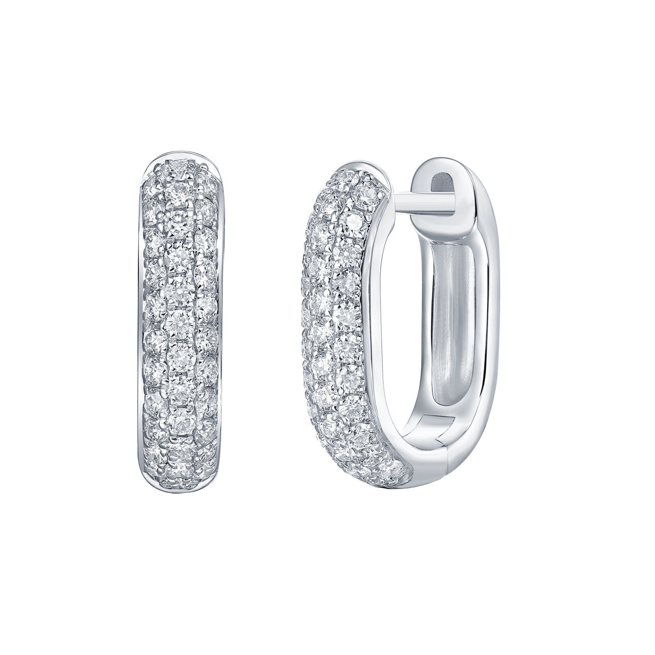 Diamond Square Hoop Earrings in White Gold image number 0