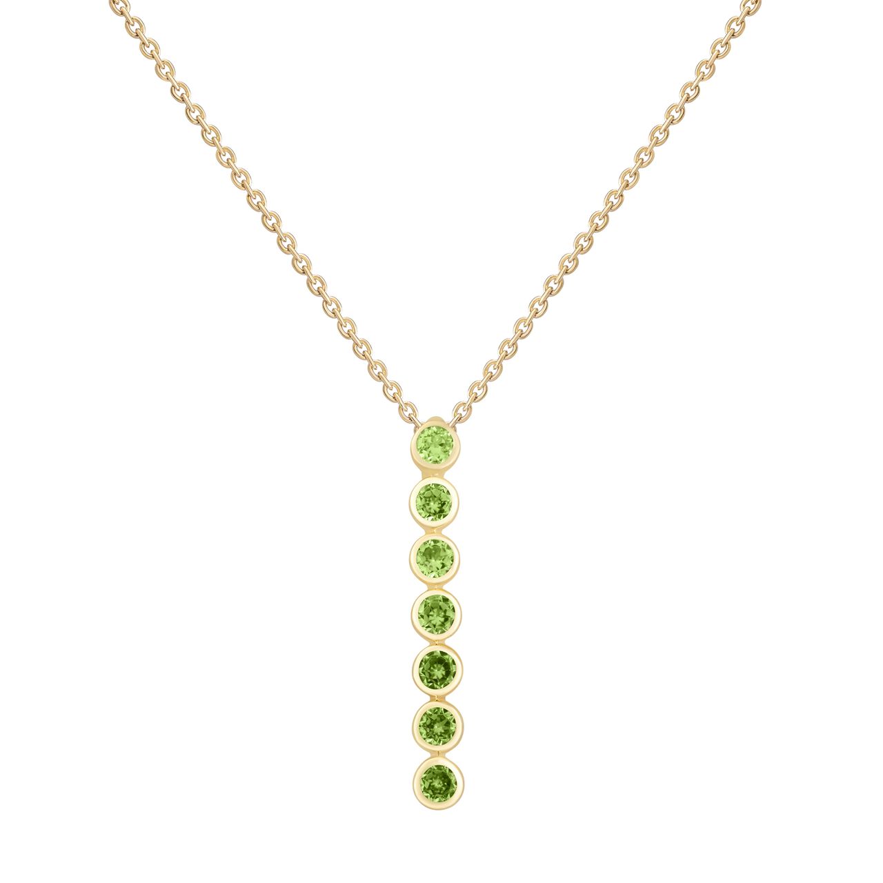 Pendentif barre verticale p&eacute;ridot ovale en or jaune image number 0