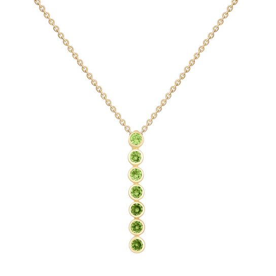 Pendentif barre verticale p&eacute;ridot ovale en or jaune image number 0