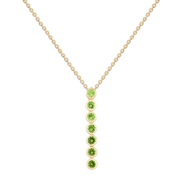 Pendentif barre verticale p&eacute;ridot ovale en or jaune