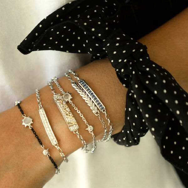 Bracelet Petite Poesy Carpe Diem en argent avec saphir Bleu