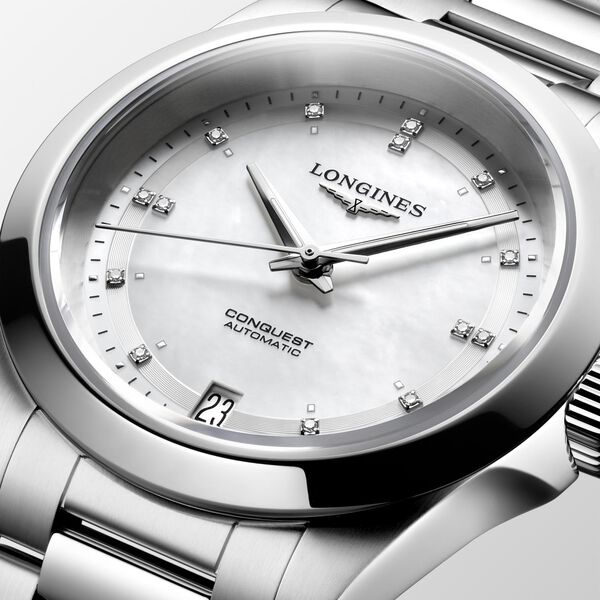 Conquest Automatic 34 mm Stainless Steel and Diamond