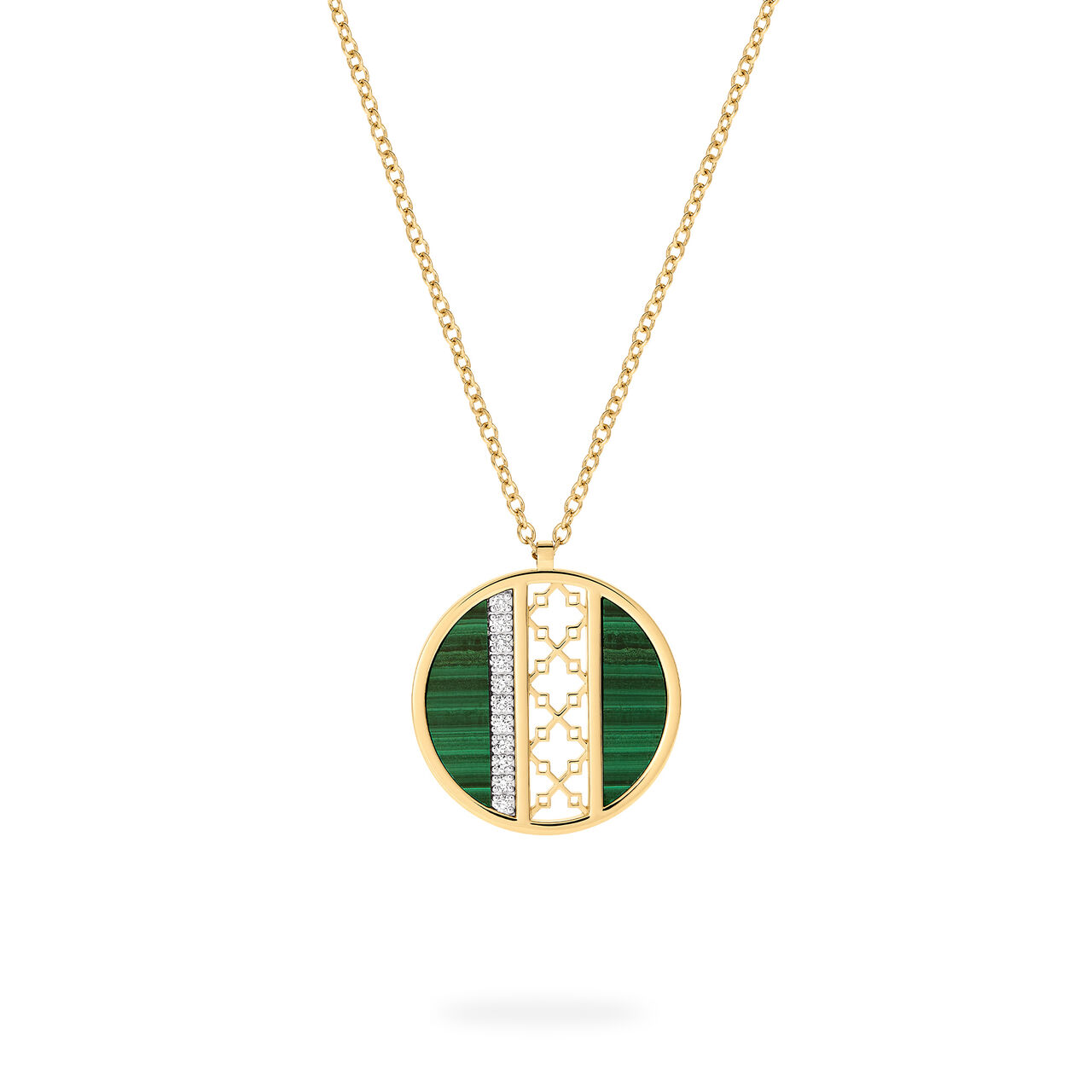 Birks Dare to Dream Malachite and Diamond Circle Pendant in Yellow Gold, Large image number 0