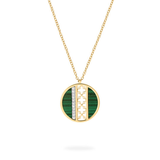 Birks Dare to Dream Malachite and Diamond Circle Pendant in Yellow Gold, Large image number 0