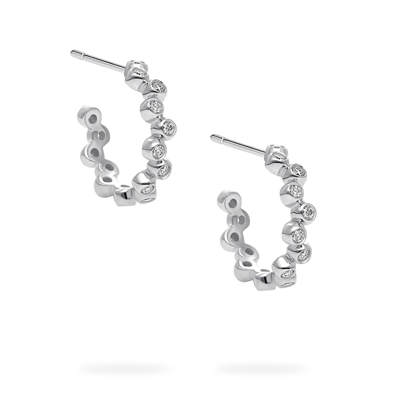 Birks Iconic White Gold and Diamond Splash 15 mm Hoop Earrings image number 3