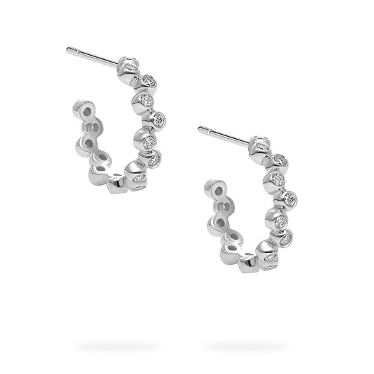 Birks Iconic White Gold and Diamond Splash 15 mm Hoop Earrings image number 3