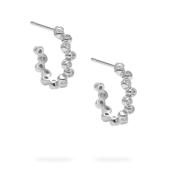 White Gold and Diamond Splash 15 mm Hoop Earrings
