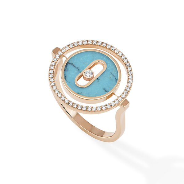 Lucky Move Small Rose Gold, Turquoise and Diamond Ring